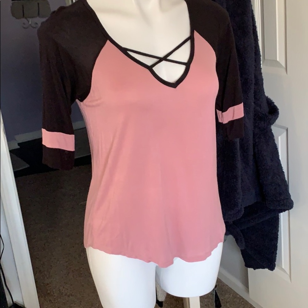Black and pink T-shirt lightly worn very cute.